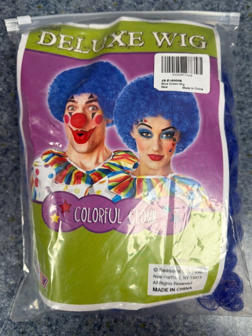 Adult Blue Clown Wig NEW IN PACKAGE